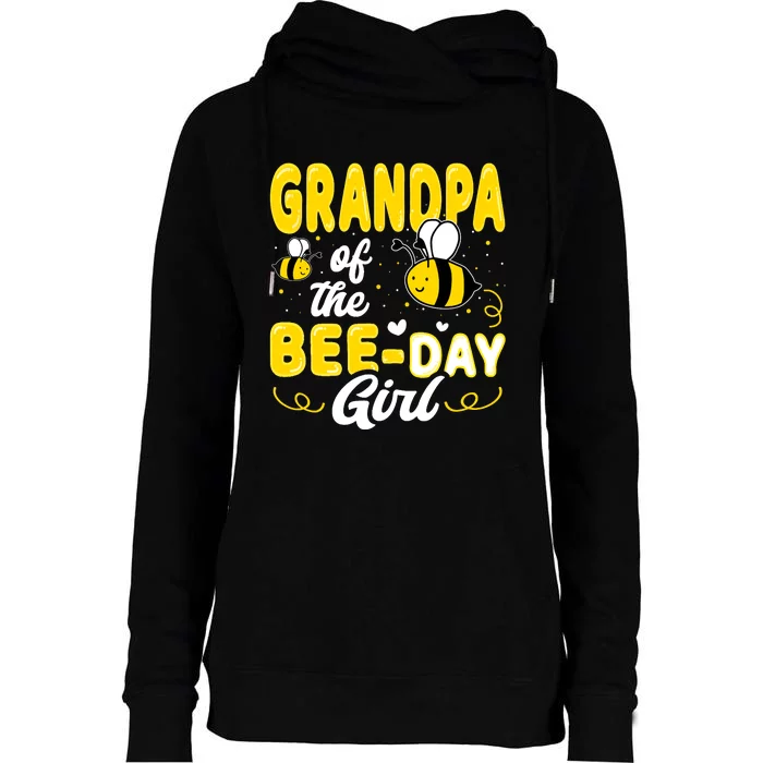 Grandpa Of The Bee Day Girl Hive Party Matching Birthday Womens Funnel Neck Pullover Hood