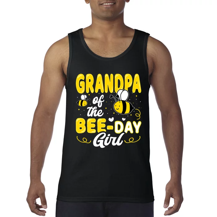 Grandpa Of The Bee Day Girl Hive Party Matching Birthday Tank Top