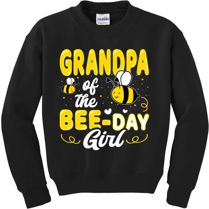 Grandpa Of The Bee Day Girl Hive Party Matching Birthday Kids Sweatshirt