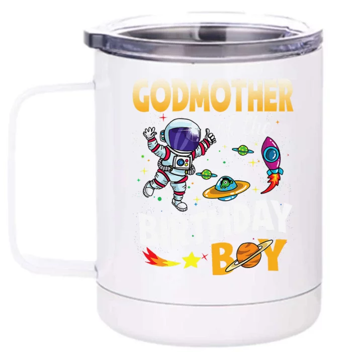 Godmother Of The Birthday Space Astronaut Birthday Front & Back 12oz Stainless Steel Tumbler Cup