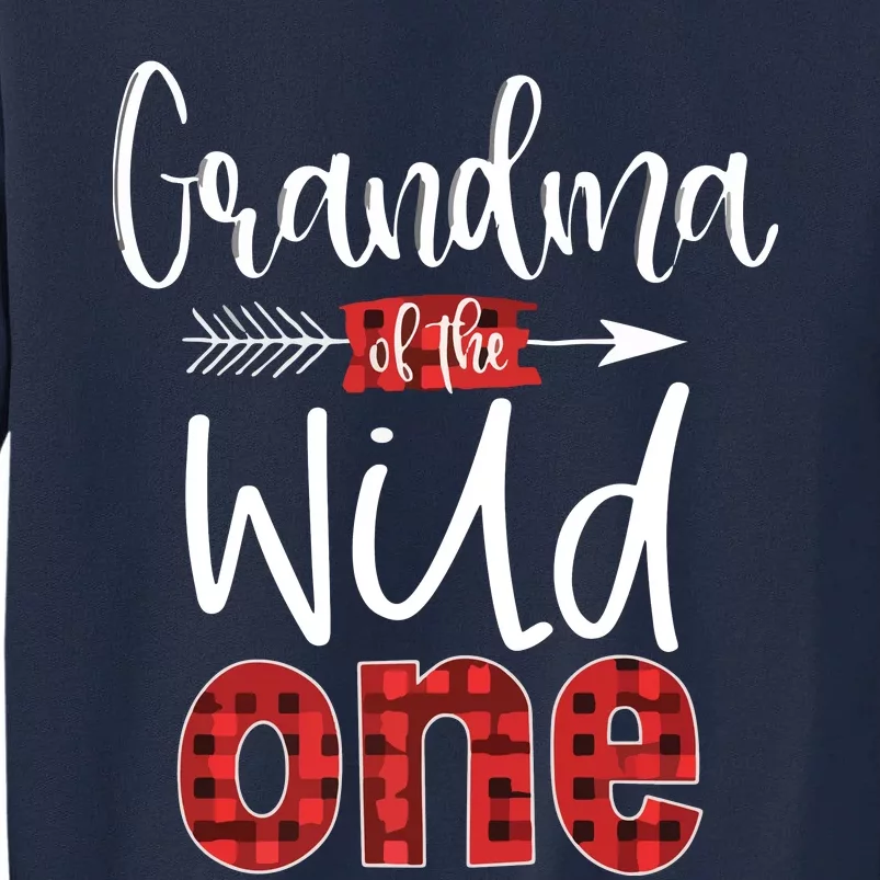 Grandma Of The Wild One Buffalo Plaid Lumberjack 1 Birthday Premium Tall Sweatshirt