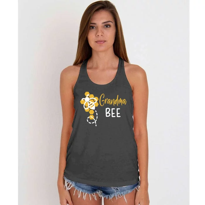 Grandma Of The Bee 1st Birthday Outfit First Bee Day Family Gift Women's Knotted Racerback Tank