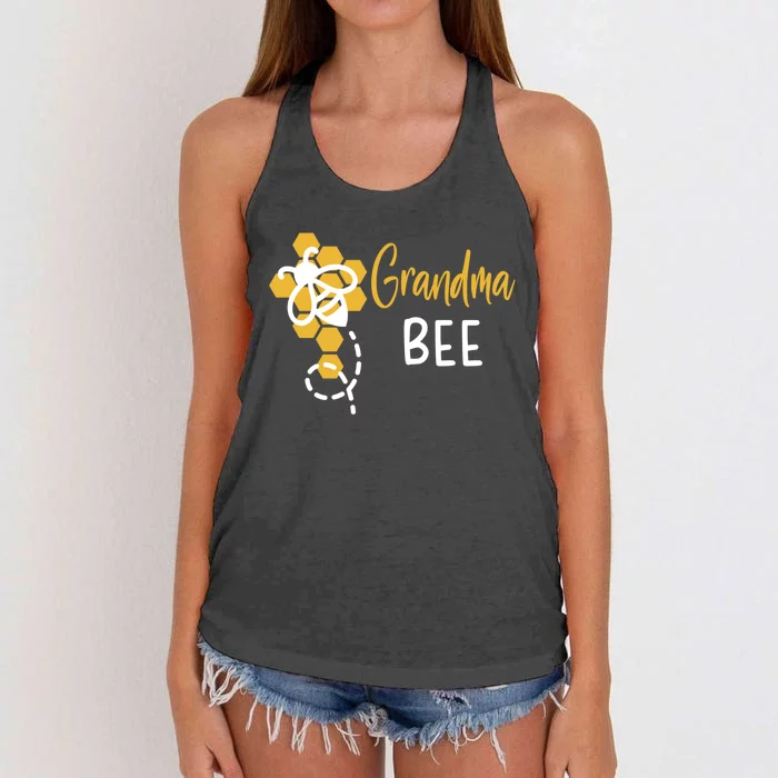 Grandma Of The Bee 1st Birthday Outfit First Bee Day Family Gift Women's Knotted Racerback Tank