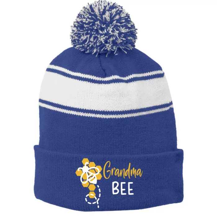 Grandma Of The Bee 1st Birthday Outfit First Bee Day Family Gift Stripe Pom Pom Beanie