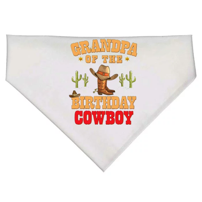 Grandpa Of The Birthday Cowboy Themed Birthday Boy Cowboy USA-Made Doggie Bandana