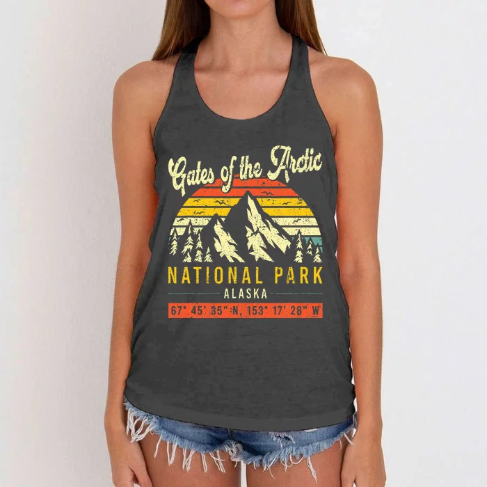 Gates Of The Arctic Vintage Retro Alaska National Park Women's Knotted Racerback Tank