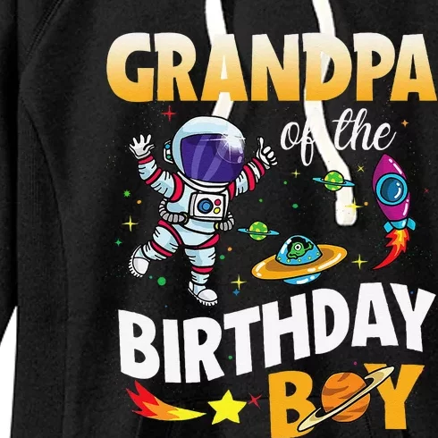 Grandpa Of The Birthday Space Astronaut Birthday Family Women's Fleece Hoodie