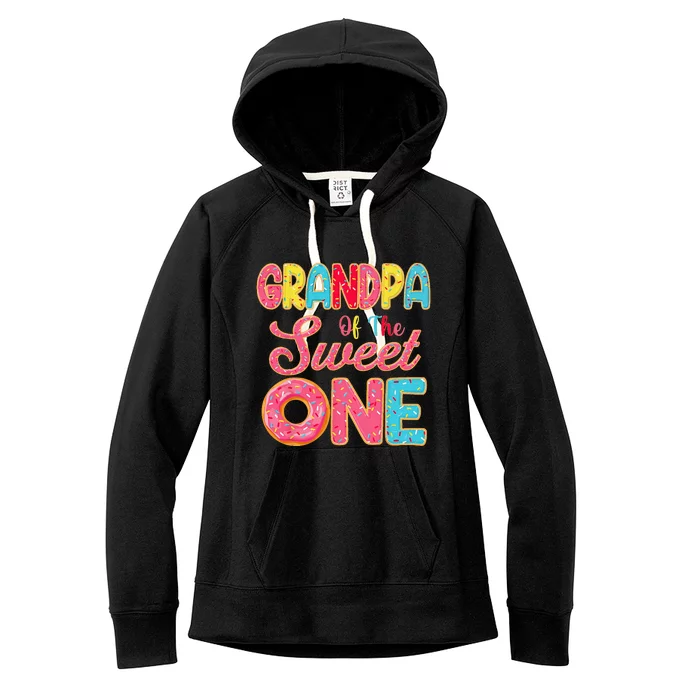 Grandpa Of The Sweet One 1st Birthday Donut Theme Family Women's Fleece Hoodie