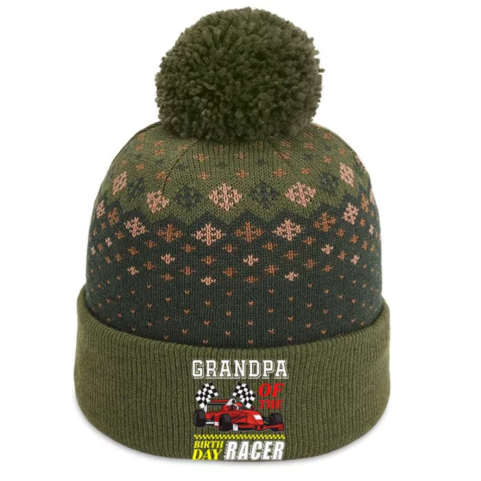 Grandpa Of The Birthday Racer Racing Family The Baniff Cuffed Pom Beanie