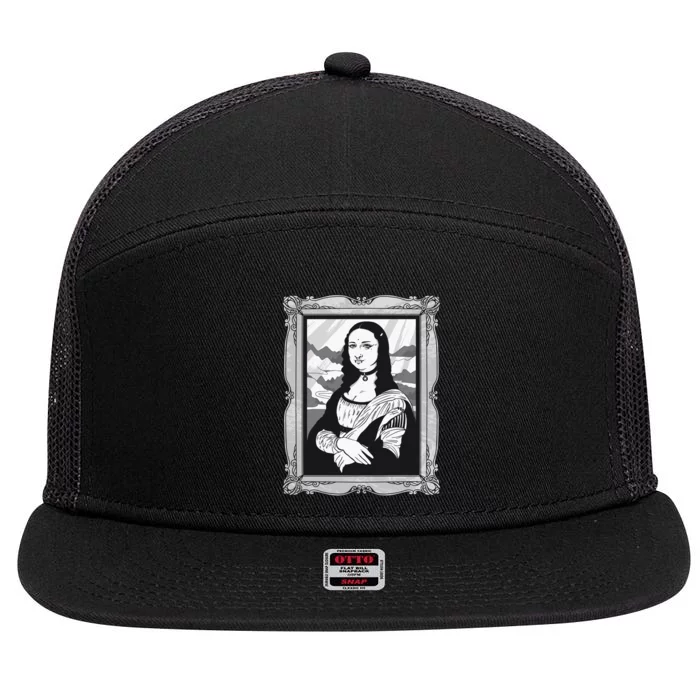 Gothic Mona Lisa 7 Panel Mesh Trucker Snapback Hat