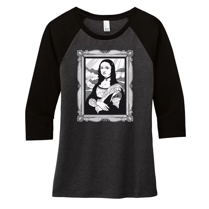 Gothic Mona Lisa Women's Tri-Blend 3/4-Sleeve Raglan Shirt