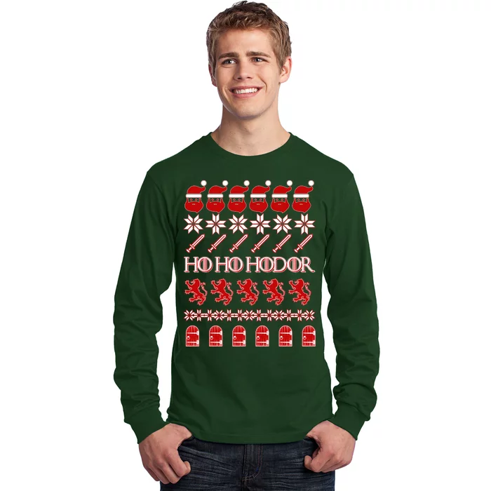 GOTs Ho Ho Hodor Ugly Christmas Sweater Long Sleeve Shirt