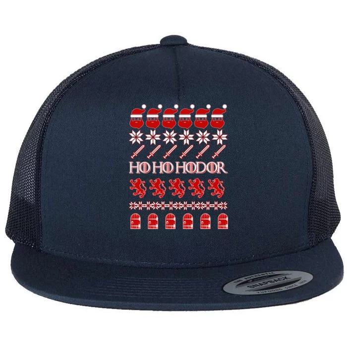 GOTs Ho Ho Hodor Ugly Christmas Sweater Flat Bill Trucker Hat