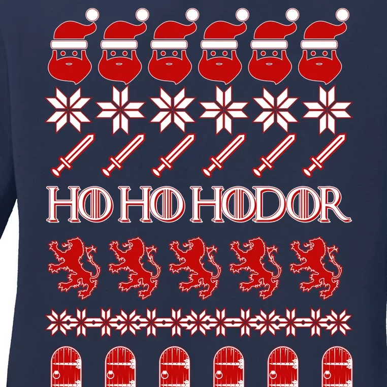 GOTs Ho Ho Hodor Ugly Christmas Sweater Ladies Long Sleeve Shirt