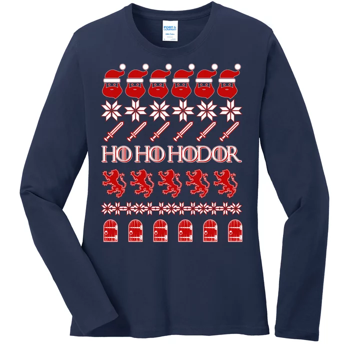 GOTs Ho Ho Hodor Ugly Christmas Sweater Ladies Long Sleeve Shirt