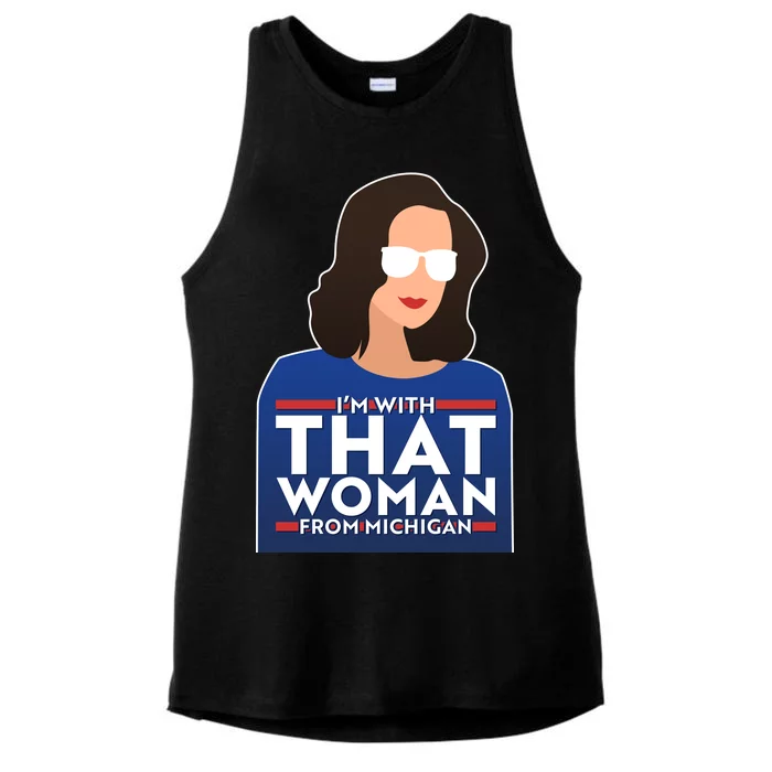 Gov Whitmer I'm With That Woman From Michigan Ladies Tri-Blend Wicking Tank