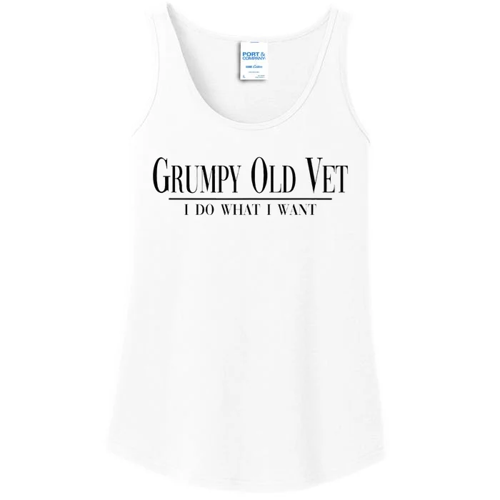 Grumpy Old Vet I Do What I Want Funny Military Veteran Style Ladies Essential Tank