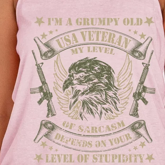 Grumpy Old Veteran Gift Women's Knotted Racerback Tank