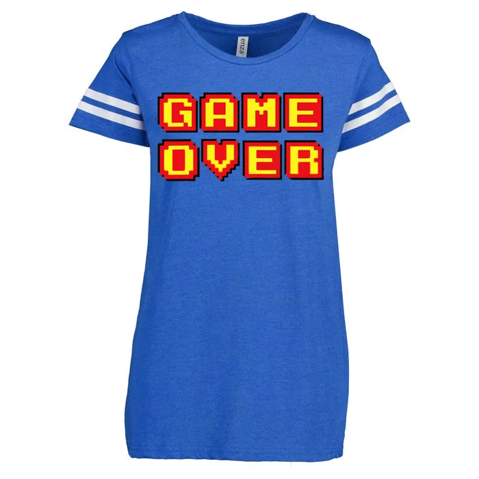 Game Over Vintage Retro Video Games Gaming Gift Arcade Enza Ladies Jersey Football T-Shirt