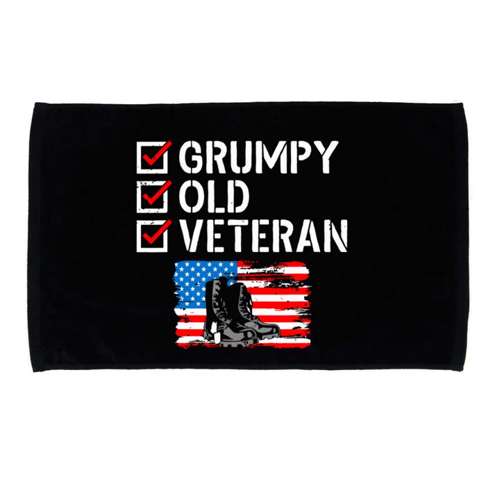 Grumpy Old Veteran Patriotic American Military Veteran Flag Microfiber Hand Towel