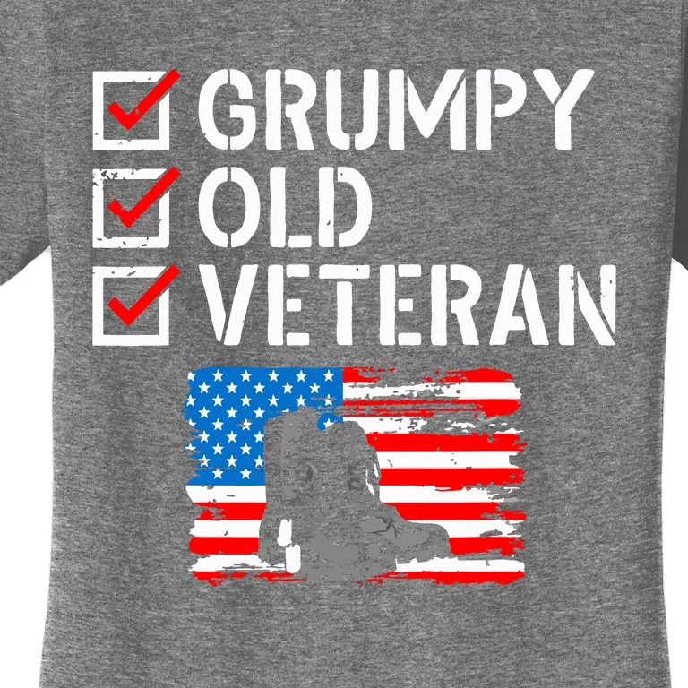 Grumpy Old Veteran Patriotic American Military Veteran Flag Women's T-Shirt