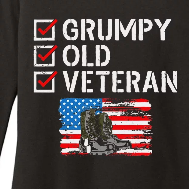 Grumpy Old Veteran Patriotic American Military Veteran Flag Womens CVC Long Sleeve Shirt