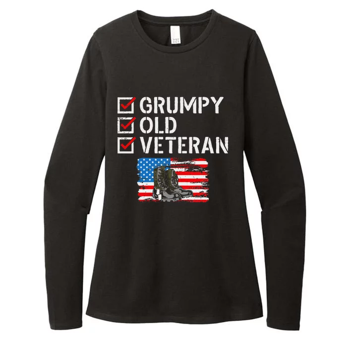 Grumpy Old Veteran Patriotic American Military Veteran Flag Womens CVC Long Sleeve Shirt