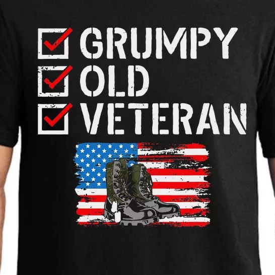 Grumpy Old Veteran Patriotic American Military Veteran Flag Pajama Set