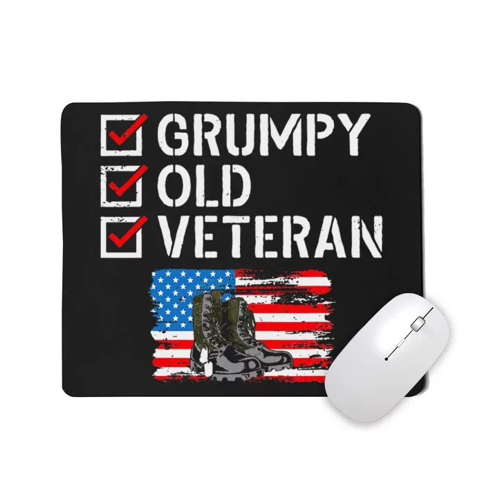 Grumpy Old Veteran Patriotic American Military Veteran Flag Mousepad