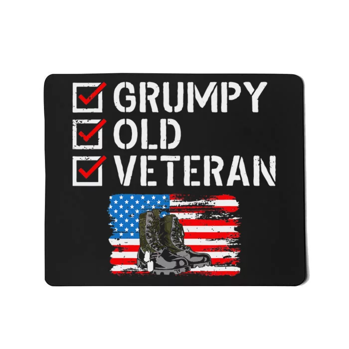 Grumpy Old Veteran Patriotic American Military Veteran Flag Mousepad