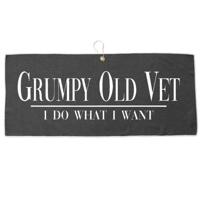 Grumpy Old Vet I Do What I Want Funny Military Veteran Style Large Microfiber Waffle Golf Towel