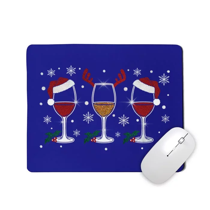 Glass Of Wine Santa Reindeer Christmas Wine Lover Meaningful Gift Mousepad