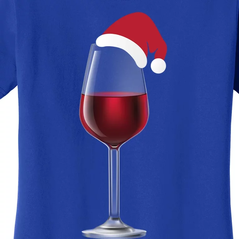 Glass Of Wine With Santa Christmas Hat Funny Ing Gift Women's T-Shirt