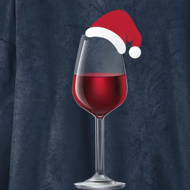 Glass Of Wine With Santa Christmas Hat Funny Ing Gift Hooded Wearable Blanket