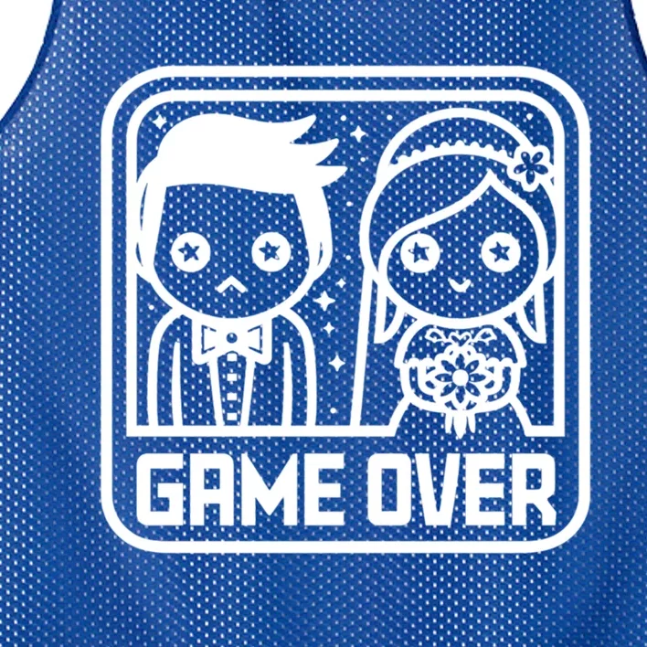 Game Over Wedding Graphic Funny Bride Groom Gamer Idea Funny Gift Mesh Reversible Basketball Jersey Tank