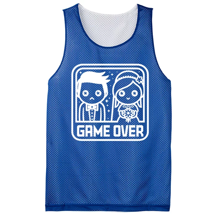 Game Over Wedding Graphic Funny Bride Groom Gamer Idea Funny Gift Mesh Reversible Basketball Jersey Tank