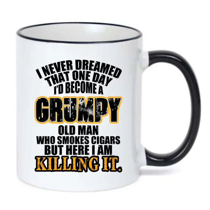 Grumpy Old Man Who Smokes Cigars Black Color Changing Mug