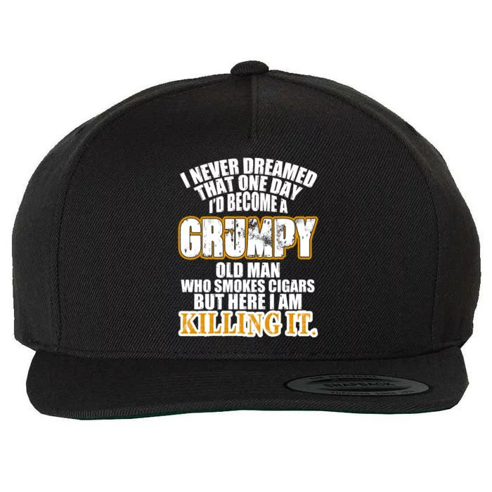 Grumpy Old Man Who Smokes Cigars Wool Snapback Cap