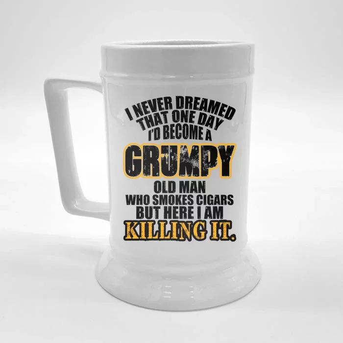 Grumpy Old Man Who Smokes Cigars Front & Back Beer Stein