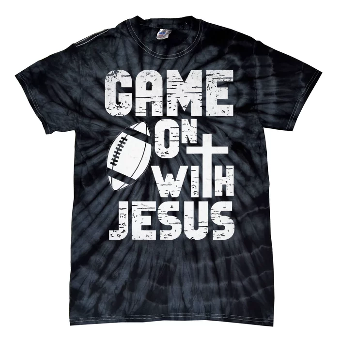 Game On With Jesus Football Field Football Christian Bible Tie-Dye T-Shirt