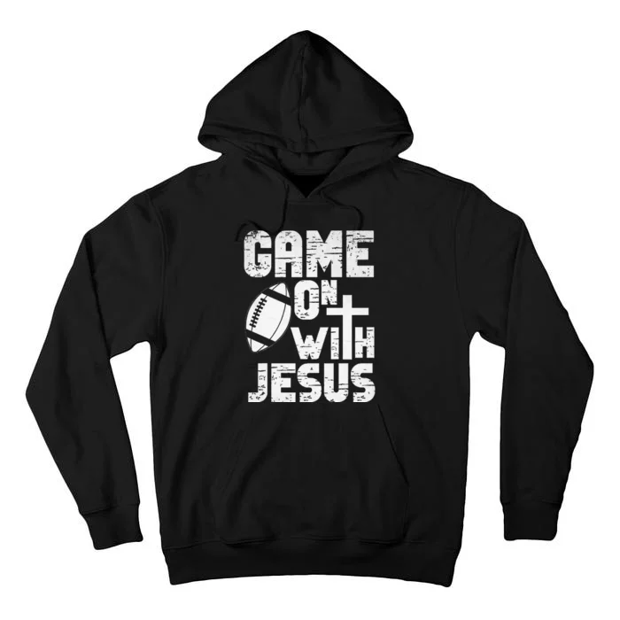 Game On With Jesus Football Field Football Christian Bible Tall Hoodie