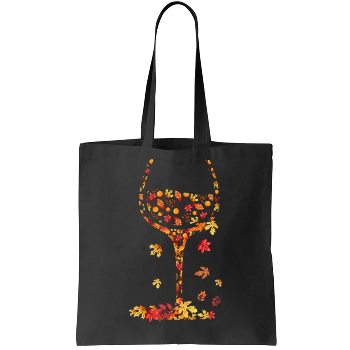 Glass Of Wine Maple Leaf Autumn Fall Funny Drink Wine Lovers Tote Bag