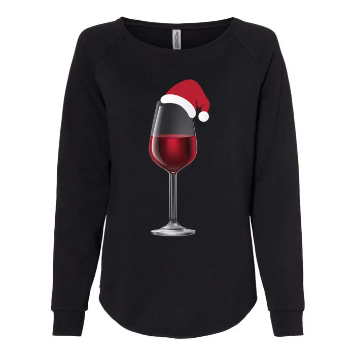 Glass Of Wine With Santa Christmas Hat Funny Ing Great Gift Womens California Wash Sweatshirt