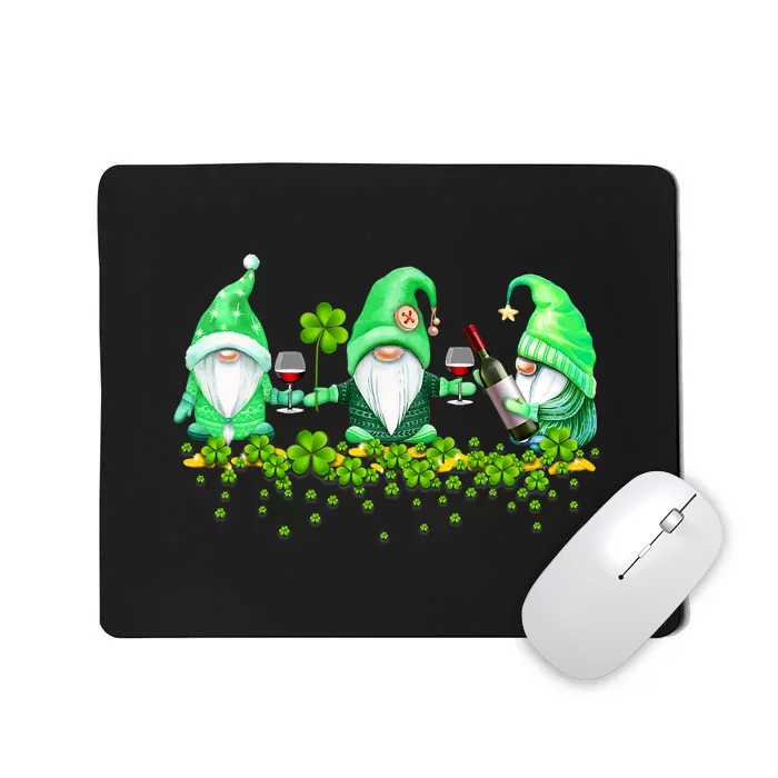 Glass Of Wine Shamrocks St Patricks Day Funny Wine Lover Mousepad