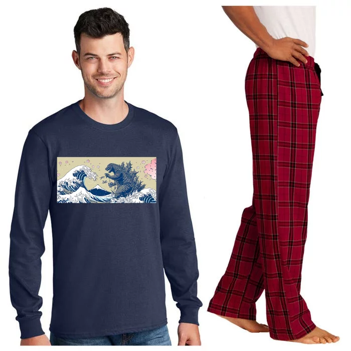 Monster VS the Great Wave Of Kanagaw Long Sleeve Pajama Set