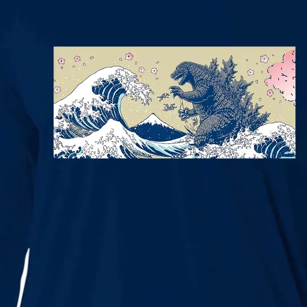 Monster VS the Great Wave Of Kanagaw Cooling Performance Long Sleeve Crew