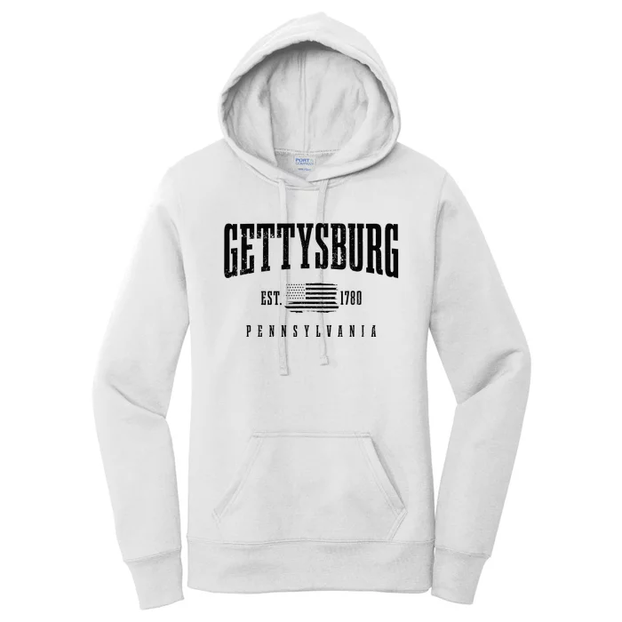 Gettysburg Pennsylvania 1780 Vintage American Flag Patriotic Women's Pullover Hoodie