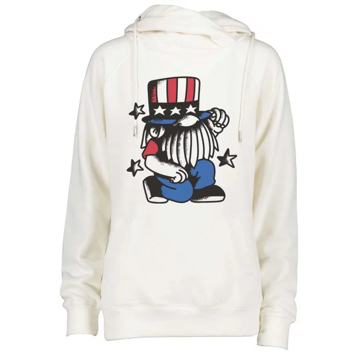 Gnome Patriot 4th Of July Womens Funnel Neck Pullover Hood