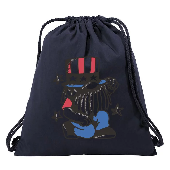 Gnome Patriot 4th Of July Drawstring Bag