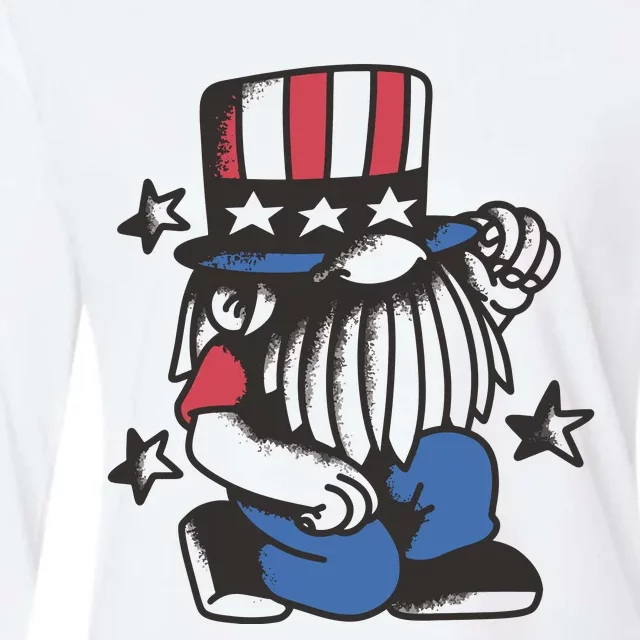 Gnome Patriot 4th Of July Womens Cotton Relaxed Long Sleeve T-Shirt